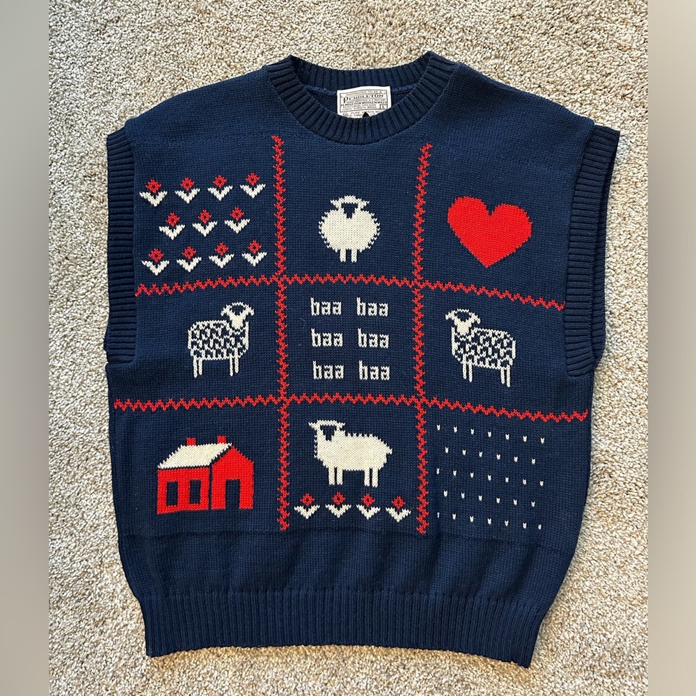 Pendleton vintage sheep fair isle sweater vest wool L